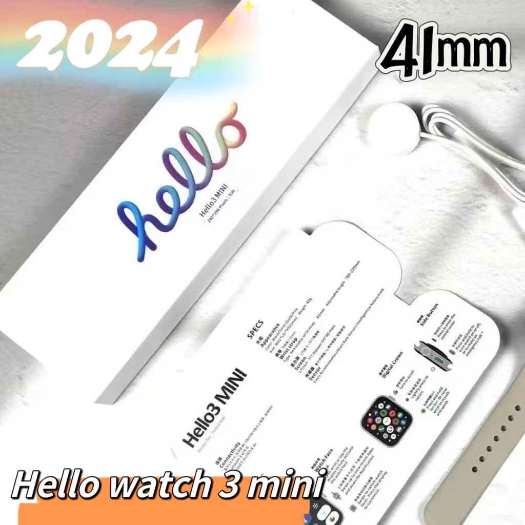 2024 HELLO WATCH 3 MINI smart watch 1GB ROM Watch 9  Local Music  Album Sync Men  NFC Smartwatch Women wireless charging bluetooth call VS H11 H12 h13 ULTRA2 hk9 hk8 pro max