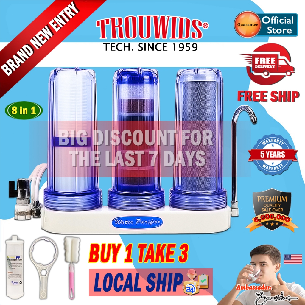 TROUWIDS 3 In 1 Tap Water Filter Indoor Penapis Air Faucet Water Purifier