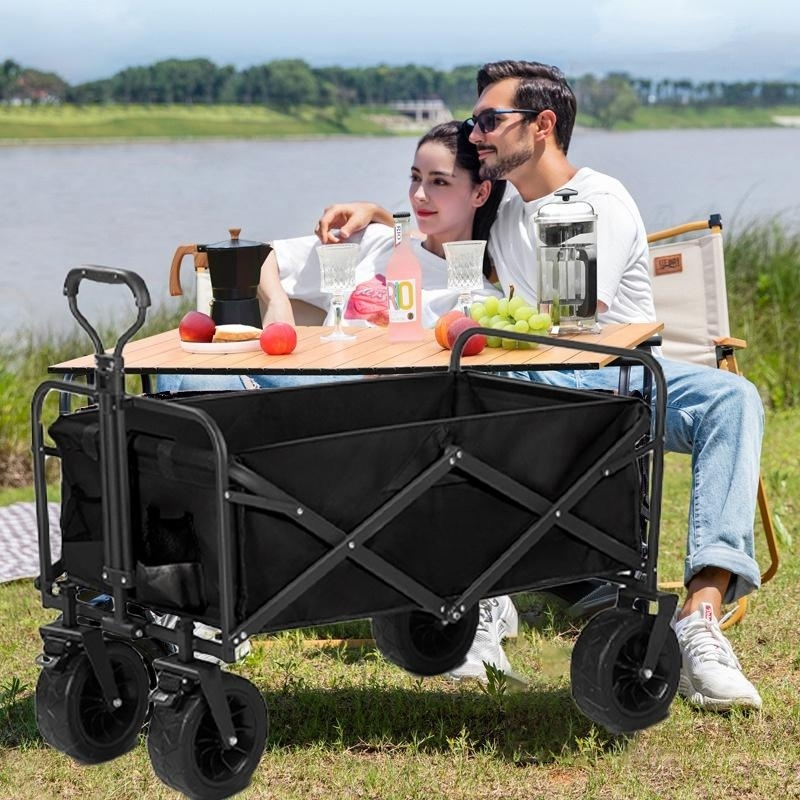 🔥LOWEST PRICE🔥150L Outdoor Trolley Wagon Folding Wagon Tool truck portable Shopping Camping cart With Storage Basket
