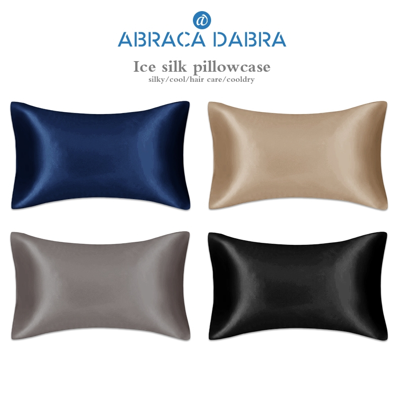 Abraca Dabra 1pc Luxury Satin Silk Pillow Case Solid Smooth Touching Pillowcase 100% Quality Soft Cooling sarung bantal hari raya