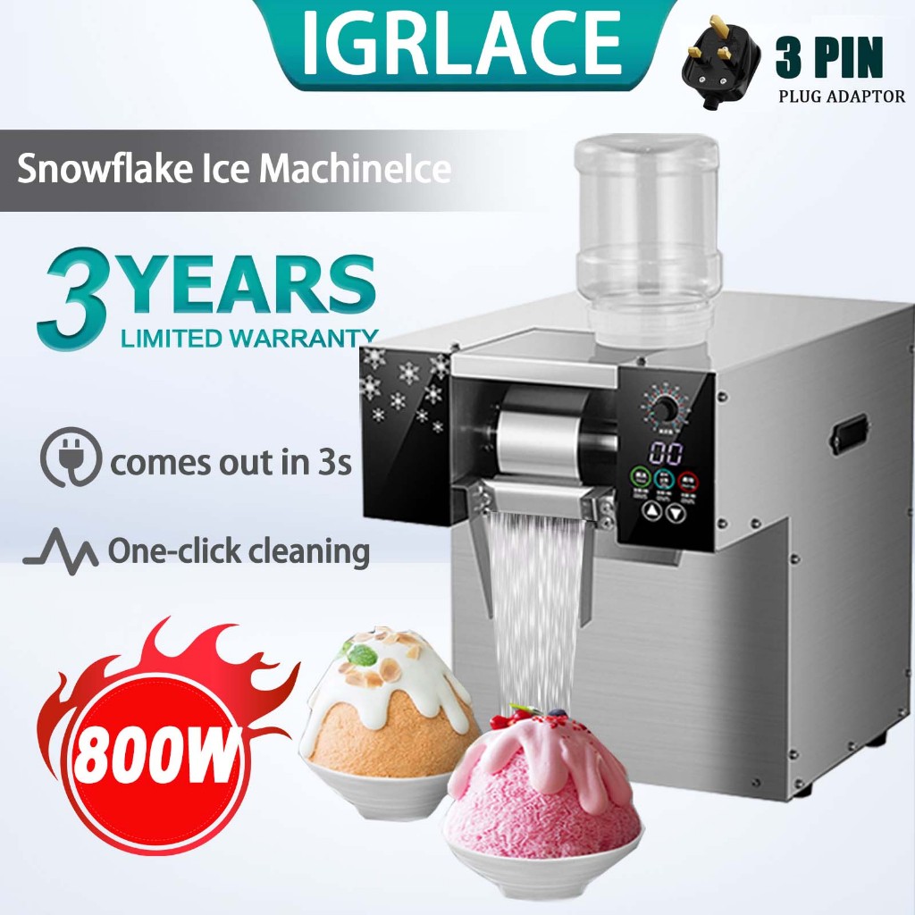 IGRLACE 800W Commercial Snowflake Ice Machine Ice Maker Smoothie Cream Ice Crusher Dessert Ice Machine Water/Air-cooled Snow Shave 制冰机/雪花冰机