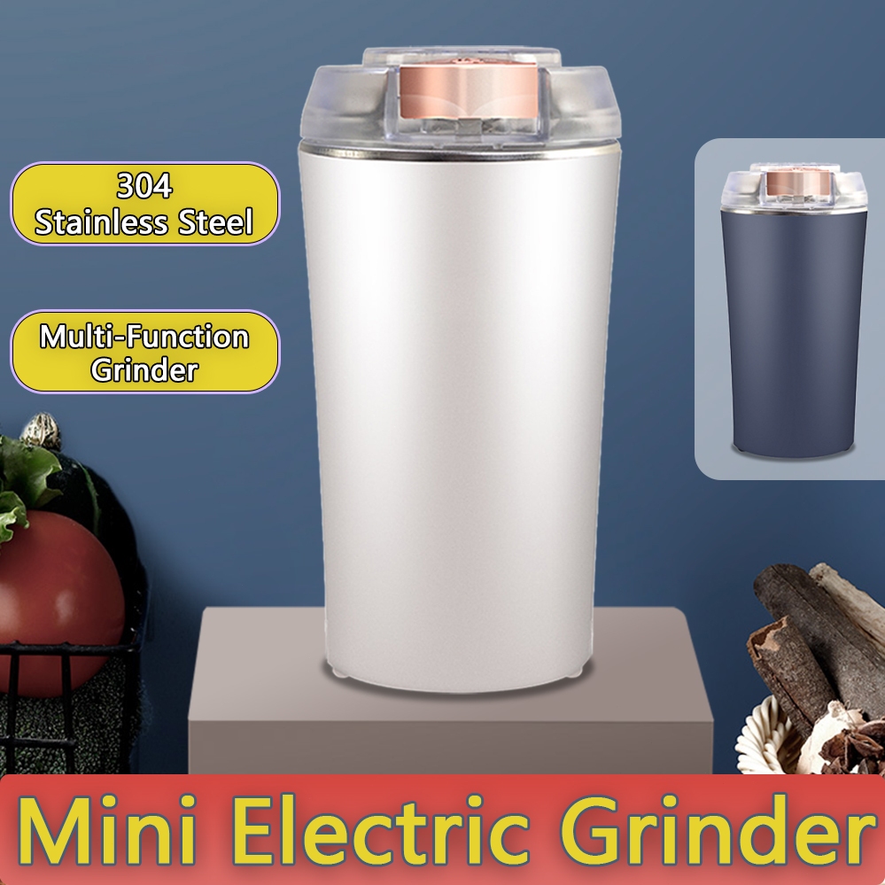 Electric Grinder Portable 304 Stainless Steel Mill MIni Grinder 200W Super Fine Powder Grinding Machine Coffee Nuts Spice 迷你研磨机 #17408