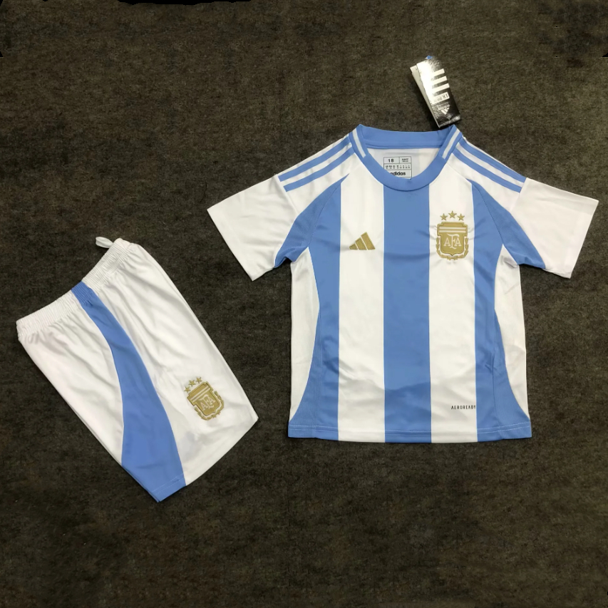 2024 Argentina 3-Star Home Children's Football Jersey Set Thai Quality AAA