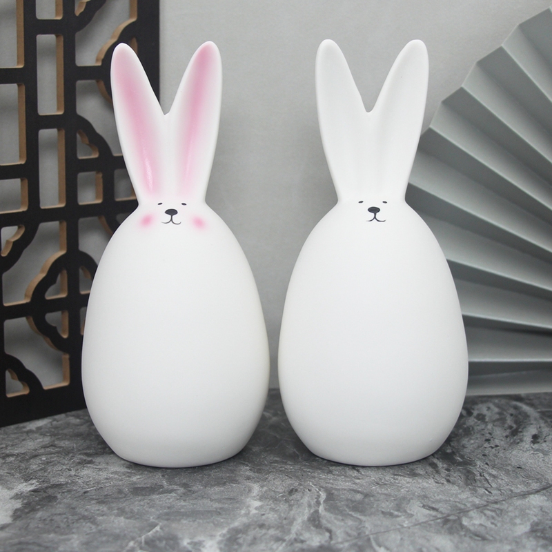 Cute Ceramics Rabbit Figurines Kawaii Porcelain Hare Bunny Statue Sculpture Garden Animal Ornaments Easter Nordic Home Decor Room Maison Decoration Gifts