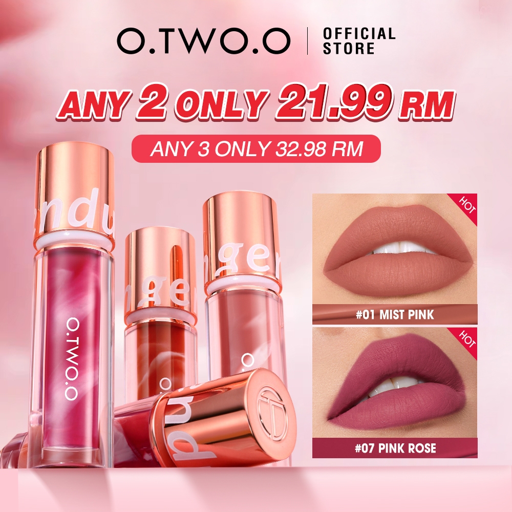 O.TWO.O Matte Lip Gloss Lip Tint Long Lasting 24H Waterproof Transferproof Non-stick Lightweight Kissproof 8 Shades Lip Makeup