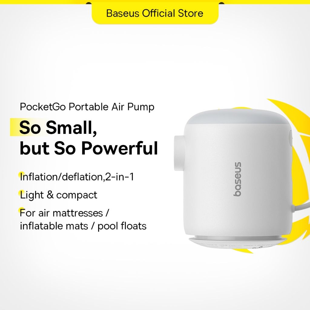 Baseus Mini Inflate & Deflate Portable Air Pump with Light for Air Mattress Pool Floats Air Bed