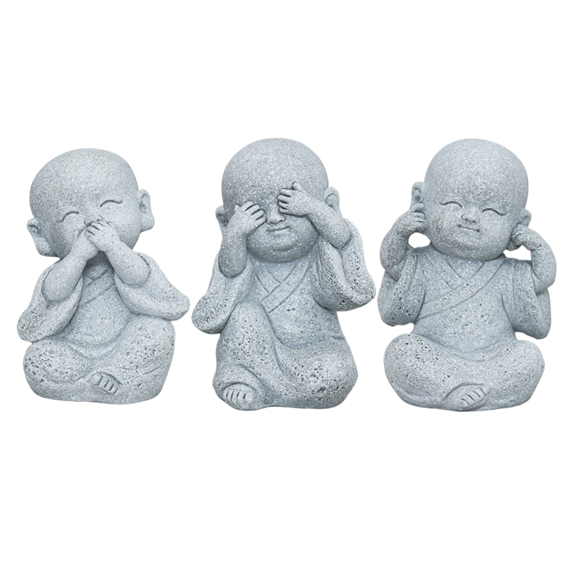 Cute Mini Stone Buddha Statue Little Buddhist Monks Tibetan Buddhism Figurine Zen Garden Yoga Ornament Meditation Home Aquarium Decoration