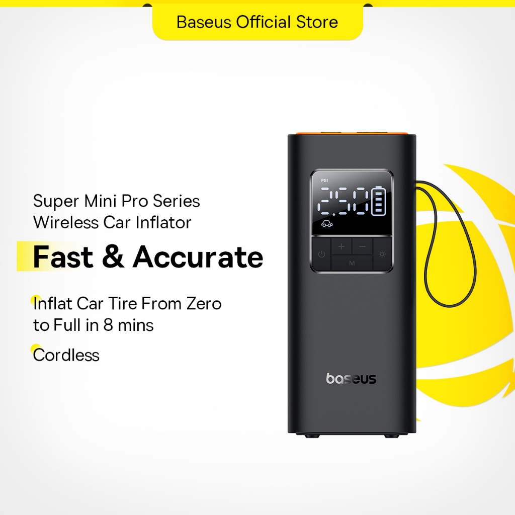 Baseus Wireless Car Air Pump Portable Air Compressor for Car Motorcycles Bicycle Electric Tire Inflator with LCD Digital Display