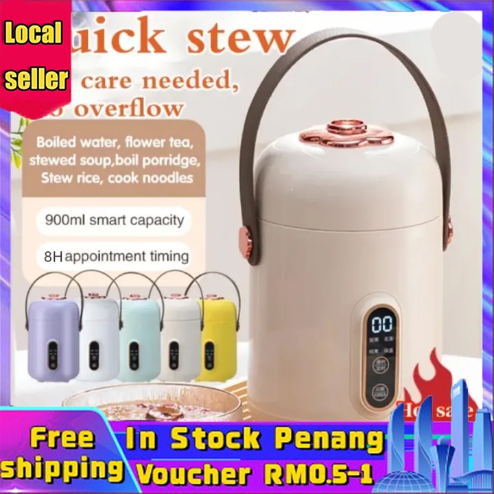 【Malaysia Spot Sale】Mini Rice Cooker Portable Rice Cooker Electric Heating Lunch Box Meal Soup Porridge Cooking Machine Health Electric Stew