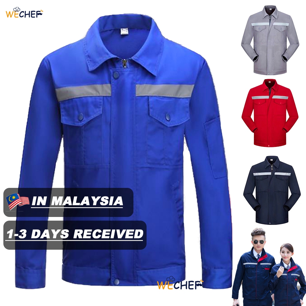 【MALAYSIA READY STOCK】PPE Baju Safety Jacket Long Sleeve Men Women Protectionclothing Labor Reflector Factory Staff Workwear Baju Kerja safety jaket safety coverall baju kerja lelaki safety