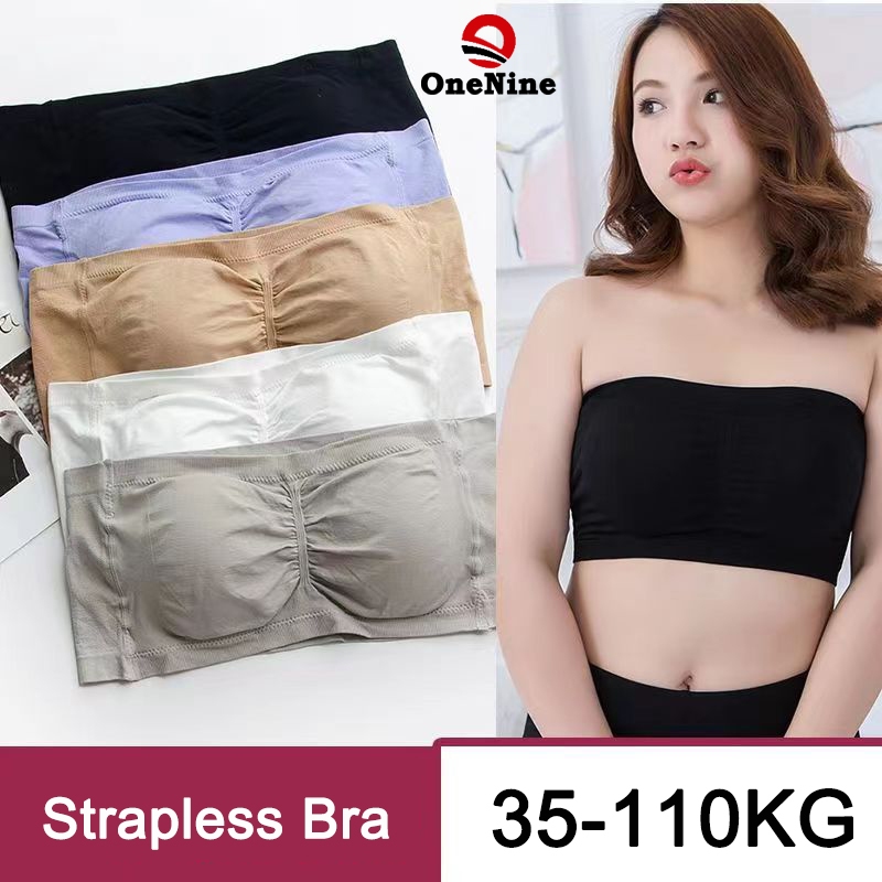 【35-110KG】Padded Strapless bra Plus size Bra beautiful back tube top Non Wire chest wrap sports wireless Seamless bra
