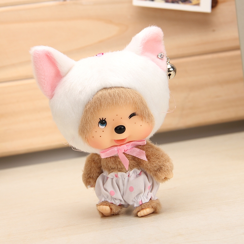 100%, Monchhichi Monchhichi Super Cute Squinting Acacia Cat Big Head Pendant, Out of Print Style, Free Display Shelf 220640