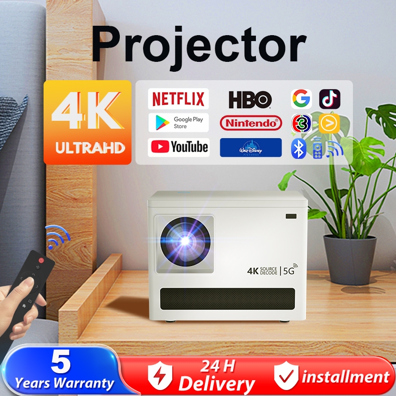 Projector Mini 4K Projector Android 11.0 LCD Projector 1080P Dual WIFI Built-in Netflix/YouTube With Projector Screen And Stand