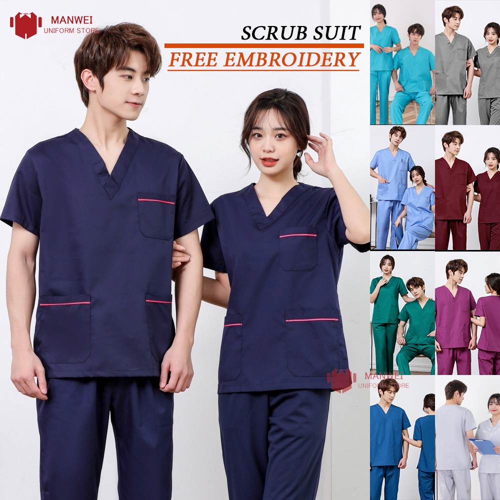 NEW STYLE BAJU SCRUB MEDICAL SCRUB SUIT Doctor 's Scrub FOR MAN & WOMEN / TOP+PANTS