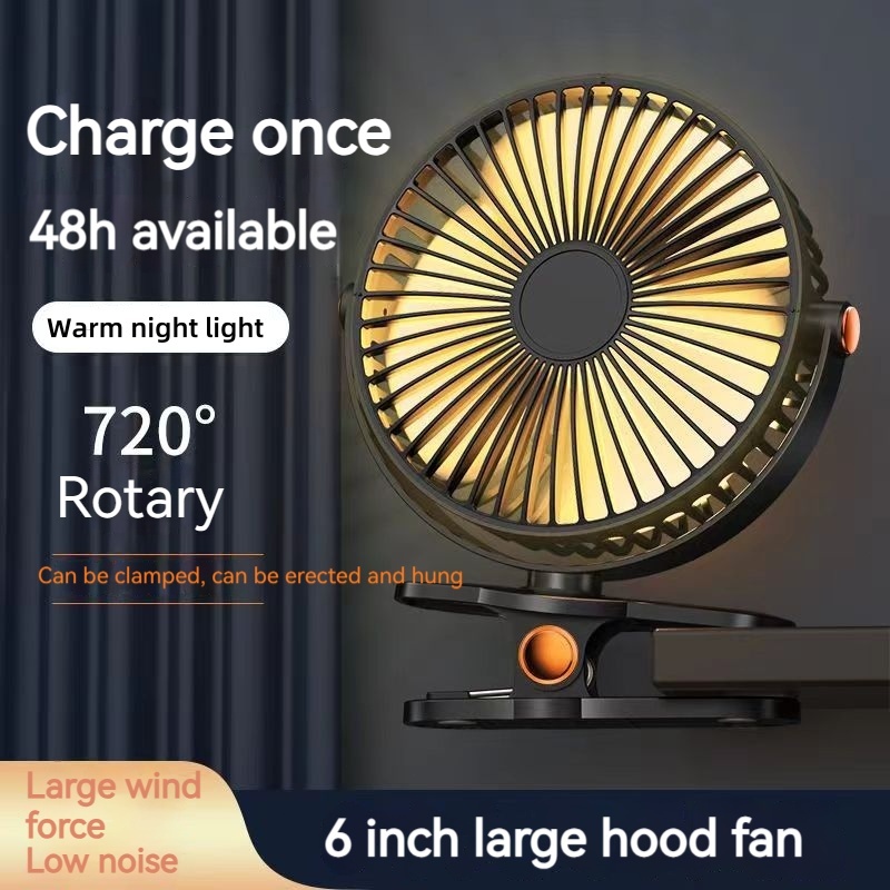 Kipas Baby Stroller 20000mAh Clip Fan Strong Cooling USB Fan with Night Light Rechargeable Kipas Kapit Meja Belajar Dormitory Camping