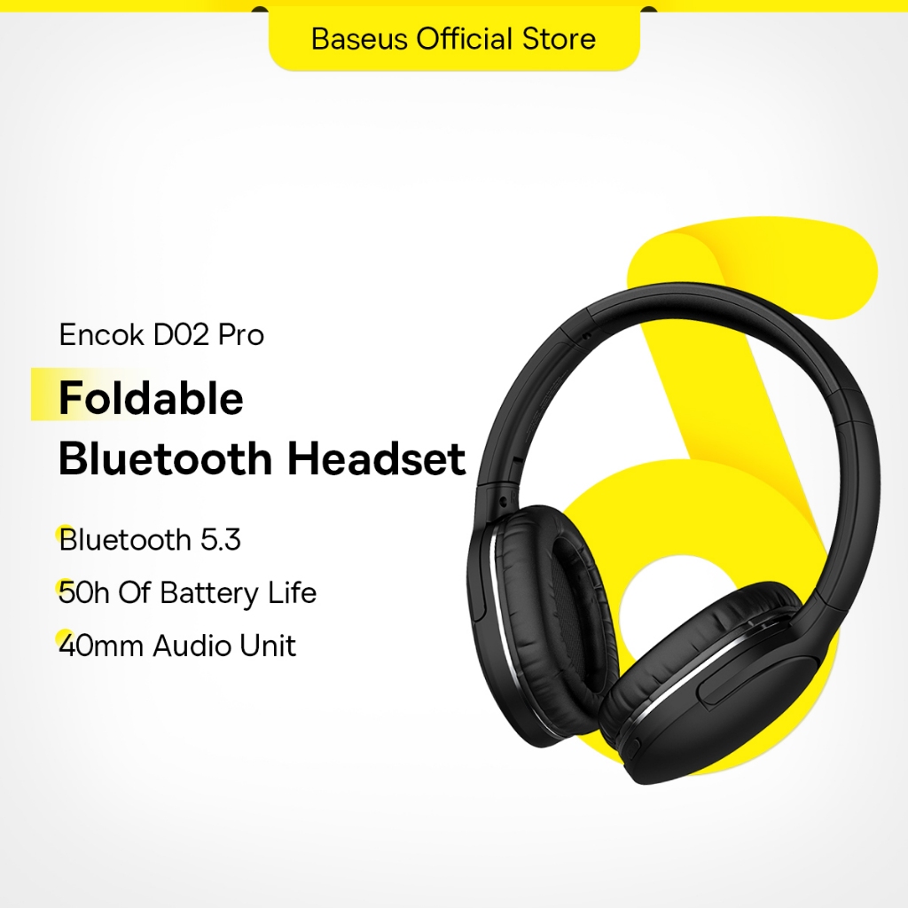 Baseus D02 Pro Bluetooth Earphones Stereo Wireless 5.3 HIFI Foldable Sport Headset