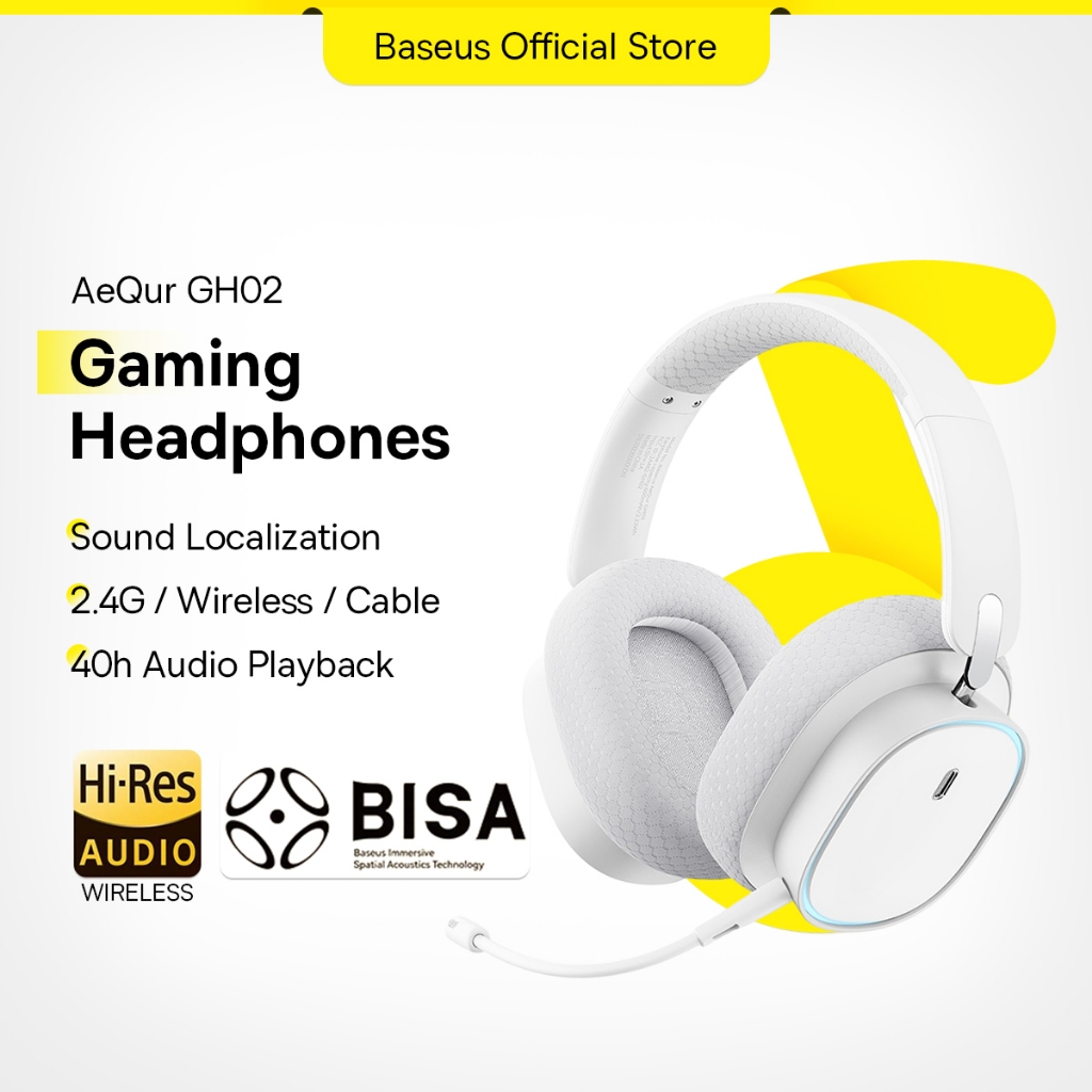 Baseus AeQur GH02 Gaming Wireless Headphones High Quality Sound 4-Speaker Driver 40Hrs Audio Playback For Laptop Computer Phone