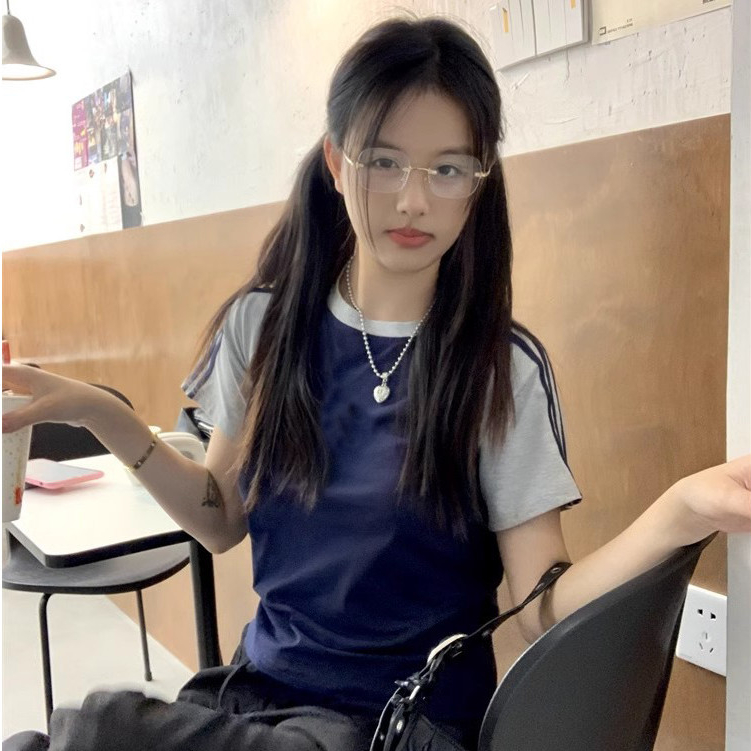 100% cotton 220g high-quality short sleeved T-shirt with raglan sleeves and round neck top for women