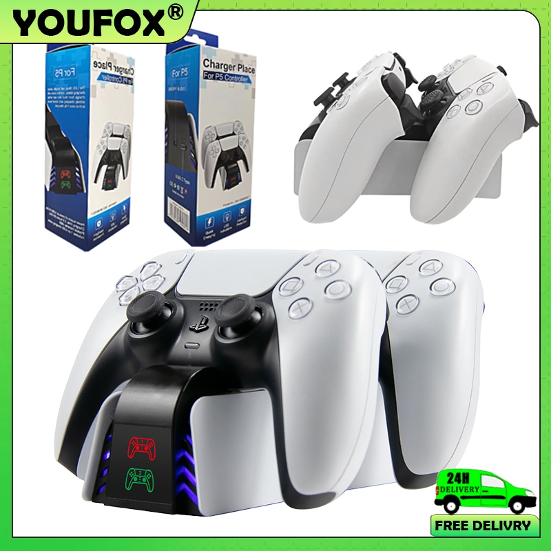 PS5 Slim Dual Controller Charger Dock Stand Fast Charging Station For PlayStation 5 Accessories