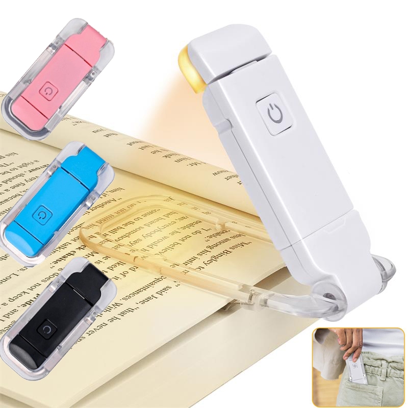 USB Mini Eye Protection Folding Book Clip Light LED Three Colours Adjustable Brightness Portable Bookmark Children Reading Book Light Night Light