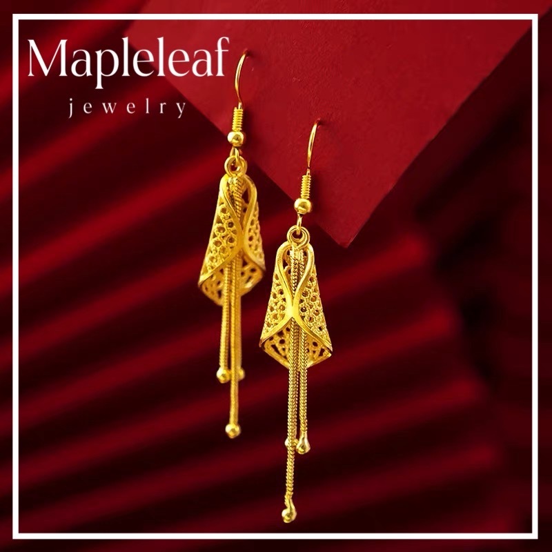 Gold 916 Original Malaysian Gold Earrings Cicada Pierced Earrings Hollow Out Fashion Gold Jewelry
