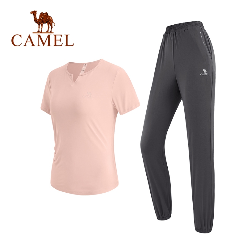 CAMEL yoga clothing set women's outdoor running clothing short-sleeved two-piece set