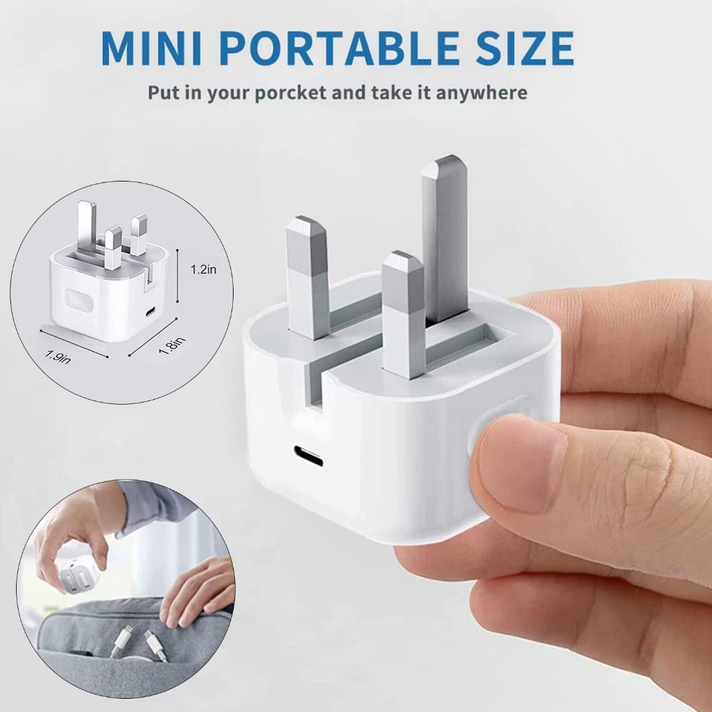 Phone PD20W Power Adapter,Phone 20W Fast Charger, USB C Wall Fast Charger with 1m USB C to Lightn-ing Cable Compatible