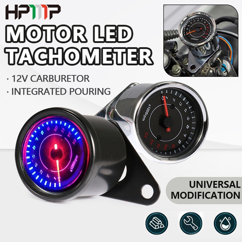 RPM METER 12V UNIVERSAL MOTORCYCLE TACHOMETER METER LED BACKLIGHT 13K RPM SPEEDOMETER SHIFT MODIFY RPM METER