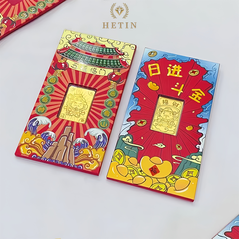 【HETIN】Recruiting Wealth Gold Sheet Red Envelope Pure Gold 999（0.2g）Gold bars-Thriving business Limited&hellip;