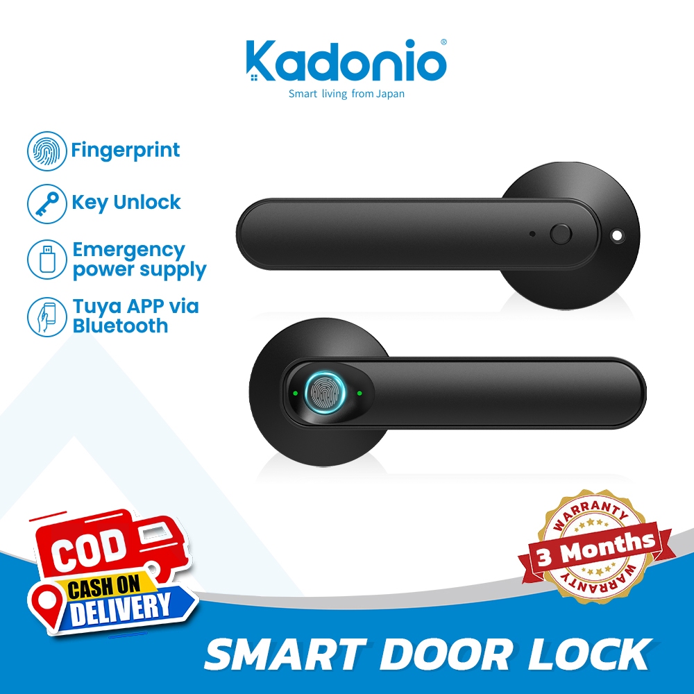 Kadonio Digital Door Lock Electronic Fingerprint Smart Security Door Lock USB Charge TUYA App Smart Lock For Home Office Hotel Apartment Kunci Pintu Pintar 智能锁 408