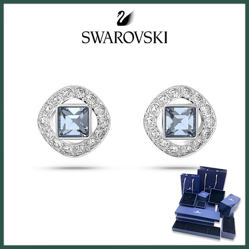 Swarovski ANGELIC SQUARE Classic Elegant Female Earrings Autumn Winter Stud Earrings Trendy Jewelry Earrings Valentine's Day Gift