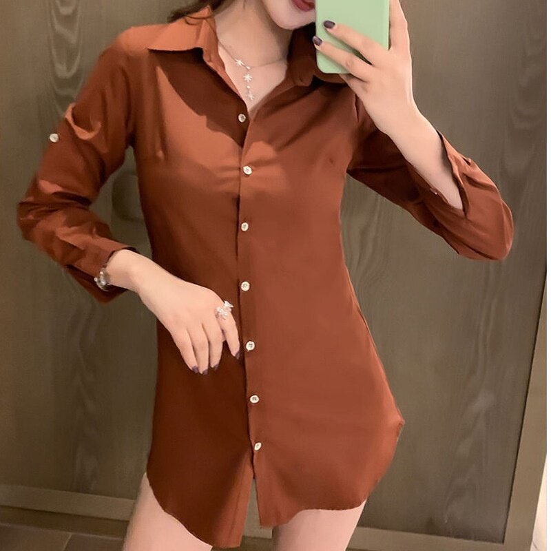 10 colors S-xxl Slim Red Shirt  Green Women's Long Sleeve Business Wear Work Clothes Formal Large Size Shirt