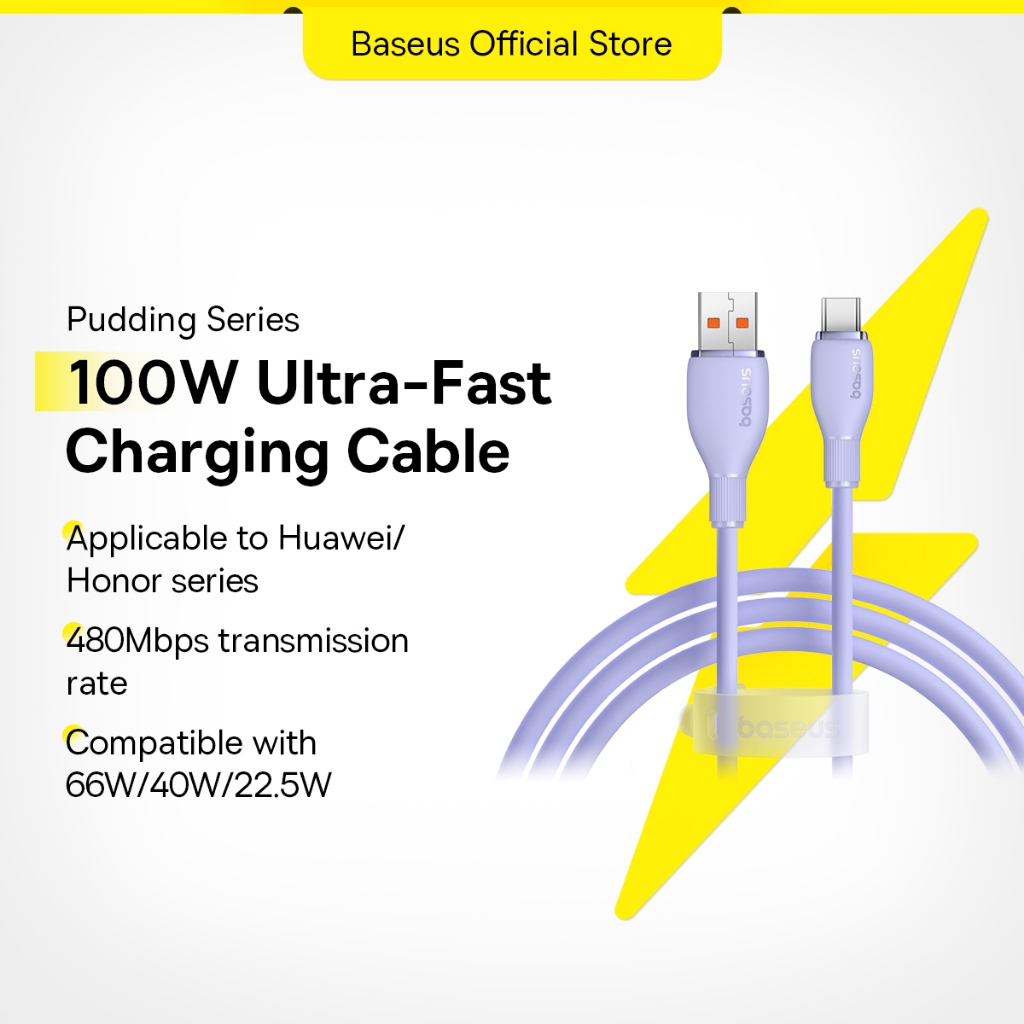 Baseus USB Type C Fast Charger 6A Cable For Phone/Laptop (100W)