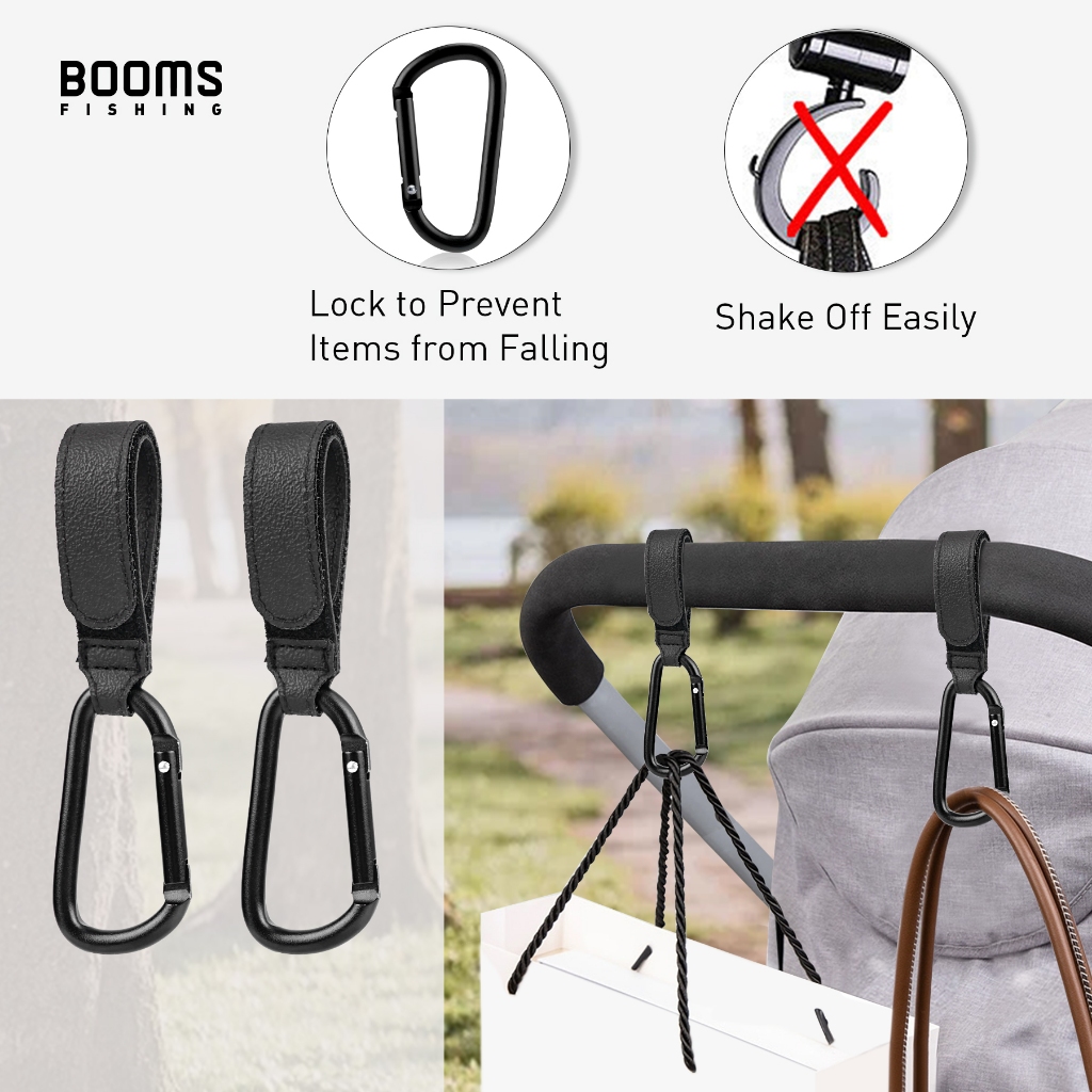 Booms Fishing HB1 Aluminum Alloy Multi-Use Stroller Hook Outdoor Carabiner Keychain Tent Trolley Camping Truck Snap Clip Belt D Type Lock Headrest Hook Car Seat Hook Stroller Baby Car Holder Hook Fishing Tools Accessories