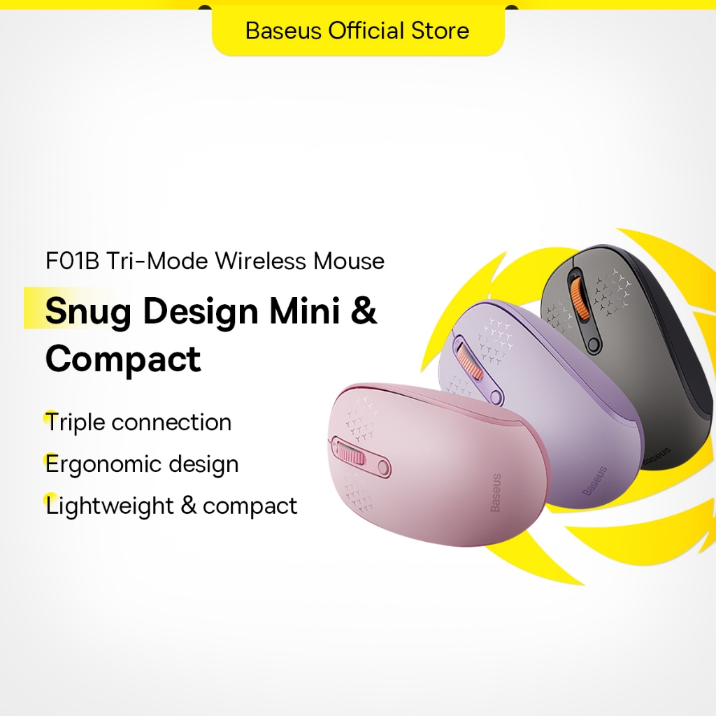 Baseus F01B Tri-Mode Bluetooth Wireless Silent Mouse For Tablet Laptop Gaming Mice