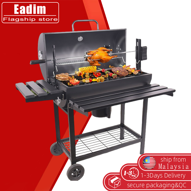 【Ready Stock】8 - 10 Person BBQ Grill Set Outdoor Barbecue Grill Charcoal Stove Smoke Griller Cooking Portable Stainless Steel with Chicken Rack Grill Stove