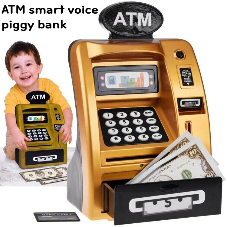 ATM cash dispenserLarge-capacity lockable adult piggy bank. Kids ATM Piggy Bank. Piggy bank ATM machine. Piggy Bank Gift for Kids. Boys and girls safes