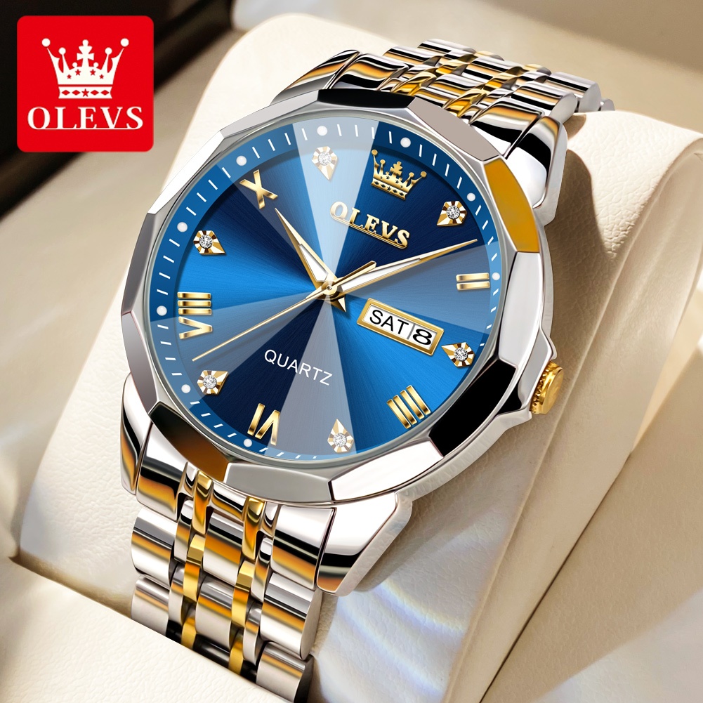 OLEVS Jam Tangan Lelaki Original Men Watch Christmas New Year Gift Waterproof Luminous Stainless Steel Casual Luxury Watch 9931