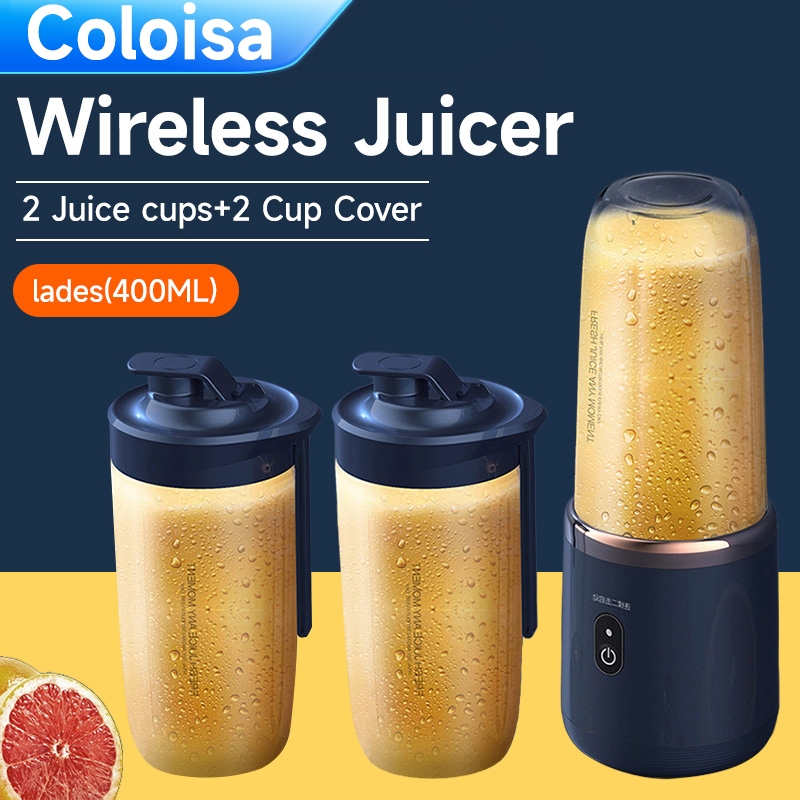 Coloisa Fruit Juicer Blender Mini Electric Wireless Portable Fruit Juicer Blender USB Charging 6 Blade [Gift Juice Cup] 奶昔 水果 榨汁机