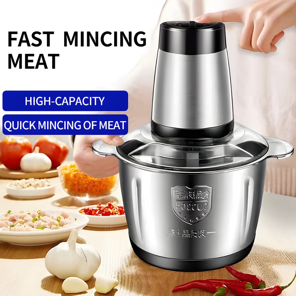 Speedy Food Chopper Meat Grinder Chopper Electric Stainless Steel Blender 4 Blades Meat Grinder ​with Turbo Cutter 2L large capacity