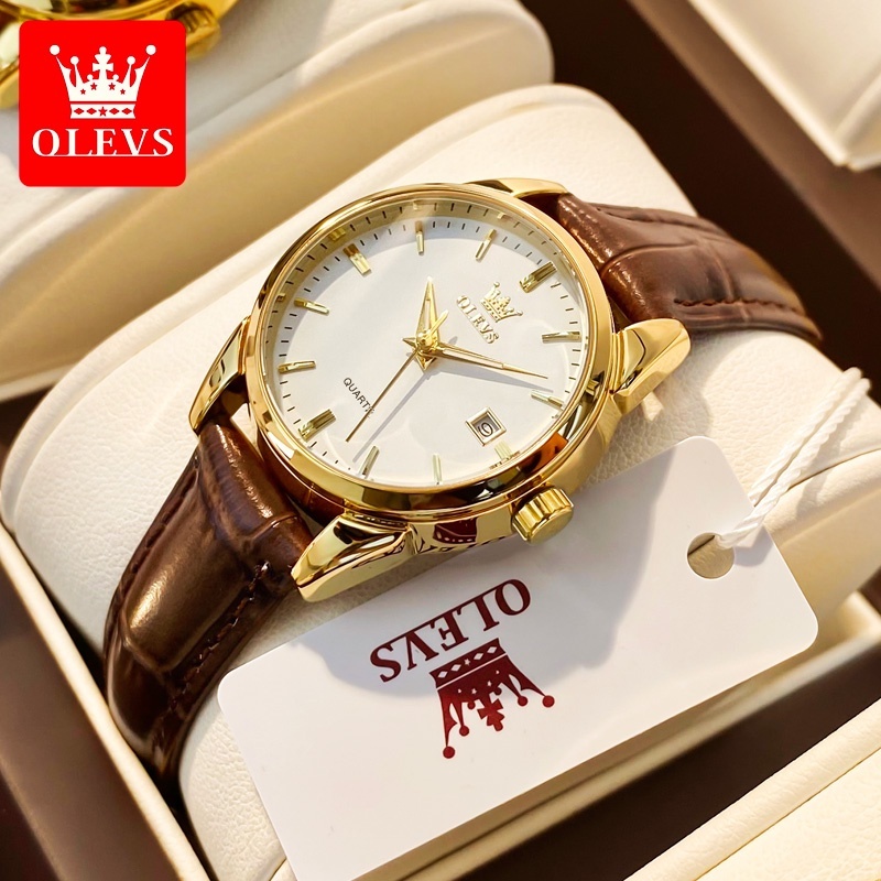 【Malaysia Stock】OLEVS Original Watch Women Luxury Jam Tangan Perempuan Wanita Waterproof Quartz Leather Water Resistant Luminous Lady Girl Watch 6898