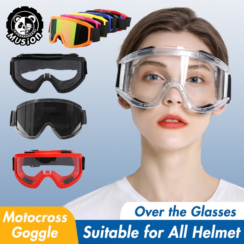 Musion Ski Goggles OTG Motorcycle Helmet Goggle Windproof ATV Glasses Sun Protection Eyewear Men Off Road ADV Goggle Cermin Spek Motocross Helmet for Motorcycle