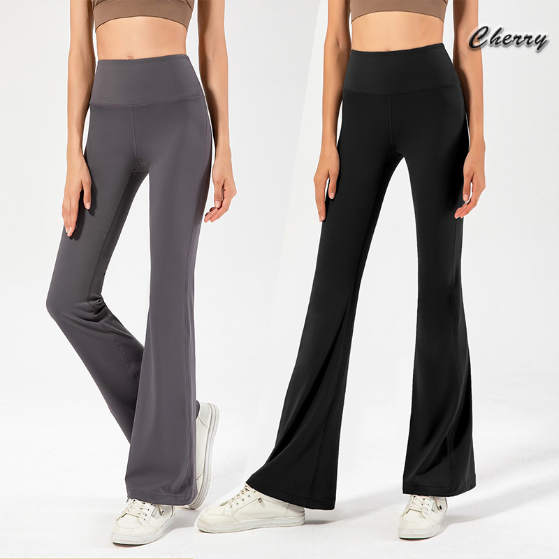 【READY STOCK】 CherryShop⭐Pants Yoga Pants Skinny Fit Flared Trousers Are Soft And Stretchy Black Pants