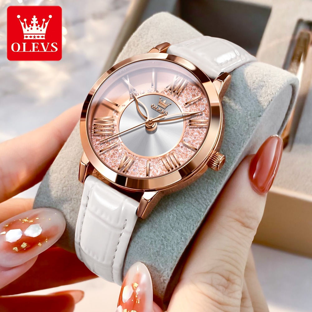 OLEVS Jam Tangan Perempuan Original Waterproof Analog Minimalist Leather Ladies Watch Women 5539