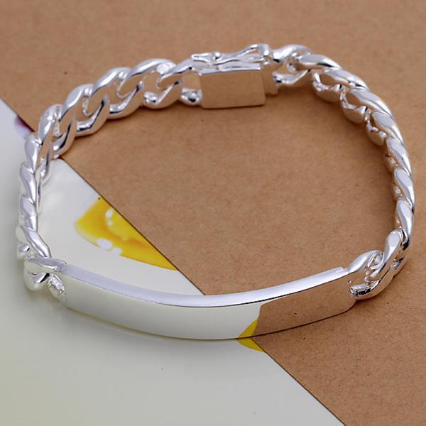 WX9E New Fashion Jewelry 925 Sterling Silver 10MM Flat Side Chain Bracelet For Unisex Man Women Gift 2024