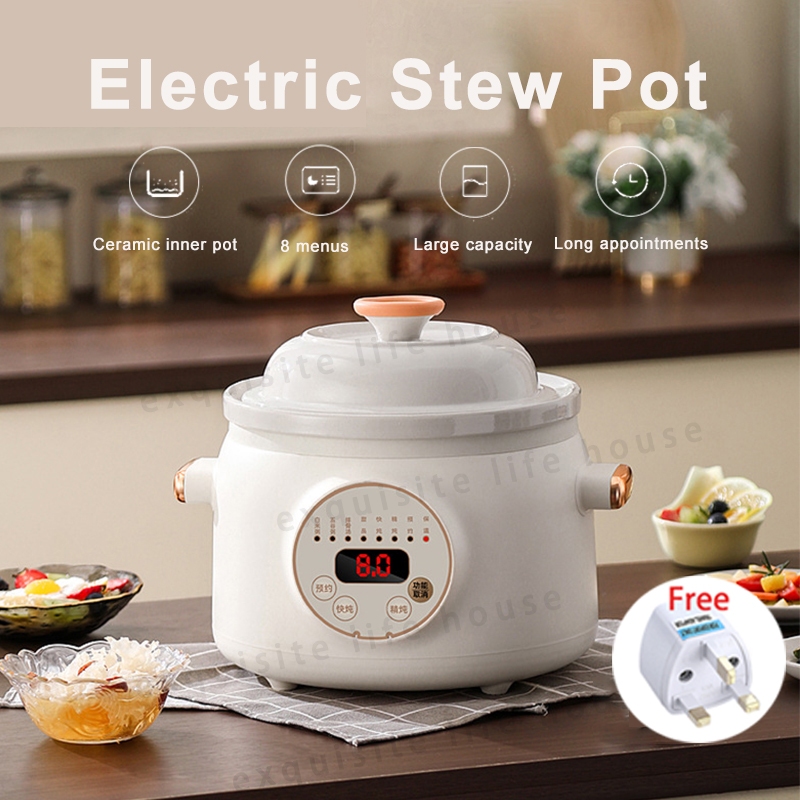 【Ready Stock】Electric Slow Cooker 1.8L/2.8L/3.8L/5L Automatic Electric Stew Pot Baby Porridge Cooker Multi-function Cooker 电炖锅电炖盅