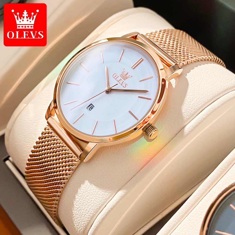 OLEVS Jam Tangan Perempuan Original Watch Women Quartz Steel Ultrathin Casual Minimalist Watch 5869