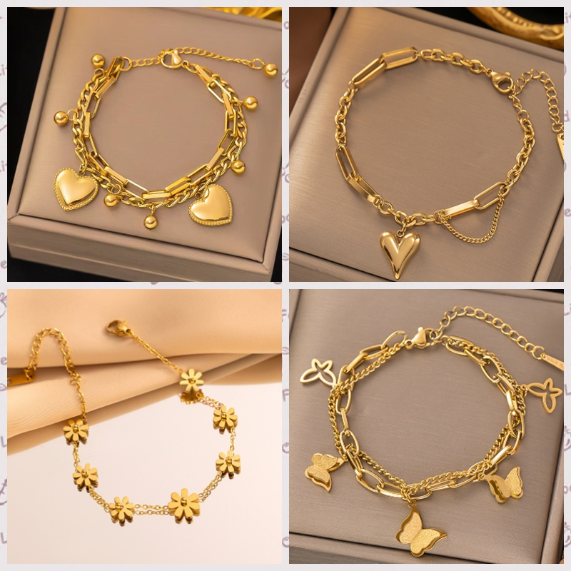 Bracelet titanium Stainless steel gelang tangan perempuan emas bangle crystal bracelet for woman jewellery 手链 Accessories Gift