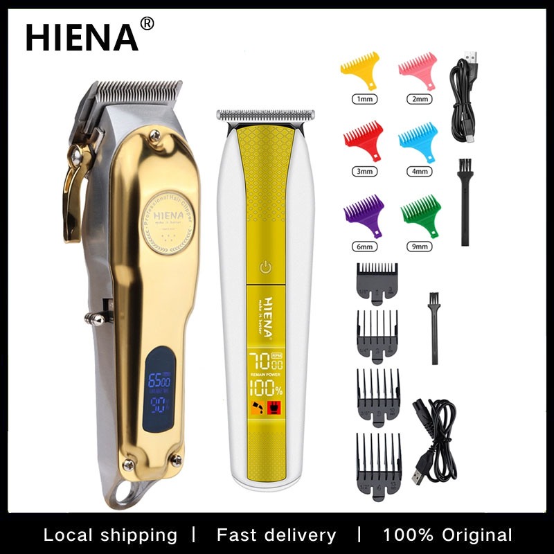 Hiena Wireless All Metal Hair Clipper Full Metal Professional Hair Clipper LCD Digital Display