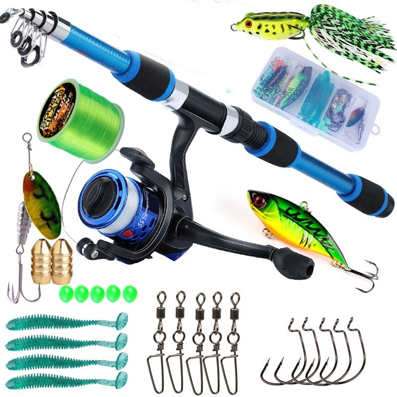 Sougayilang  Complete 1.8m Telescopic Fishing Rod Set with 3BB 5. 2: 1 Freshwater Kids Gear Ratio Reel